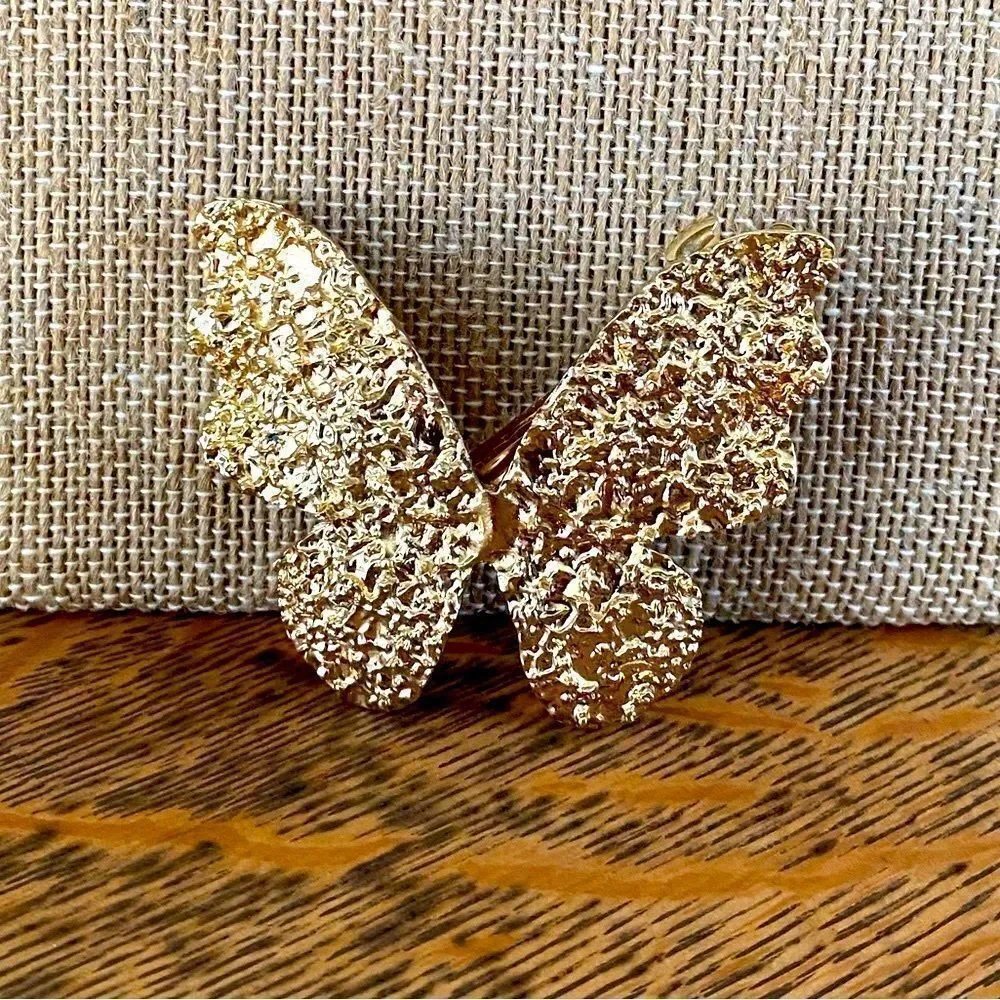 Simply Chrisel Sparkly Gold Bow & Butterfly Hair Clip/Barrette. NWOT
